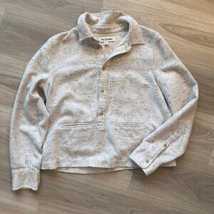 Madewell Rivet & Thread Oatmeal Half Button Flannel Top (Size Medium)